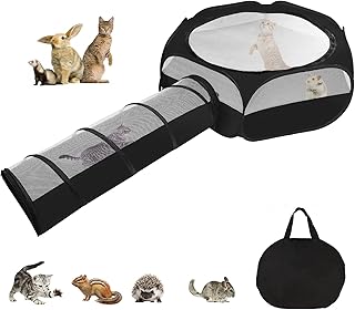 Kelivi Small Animal Playpen, Portable Pet Playpen with Double Zippered Cover Connect Tunnel Indoor Outdoor for Kitten, Cat, Guinea Pig, Bunny, Rabbit, Hamster