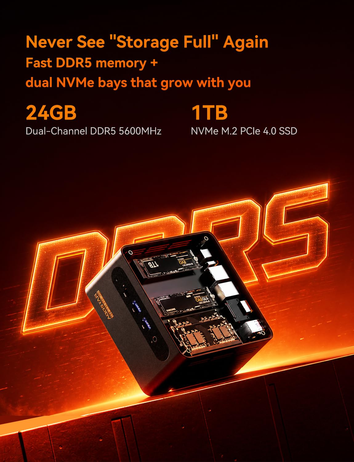 AOOSTAR G-FLIP AMD R7 H255 Mini Gaming PC（8C/16T, up to 4.7Ghz） with