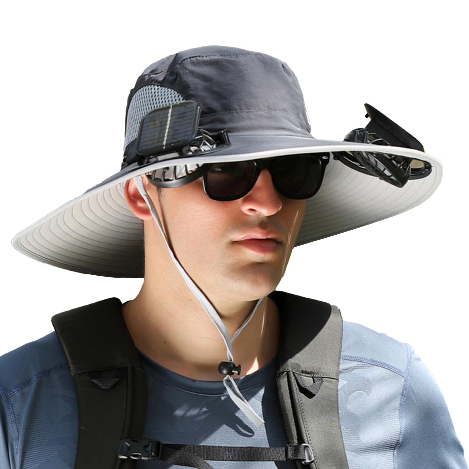 Cappello da Sole A Tesa Larga con Ventilatore Solare, Cappello da Ventilatore Solare per Uomo Donna, Cappello Sole Estivo per Ventilatore Solare, Cappellino Pesca con Ventola, Ricarica USB