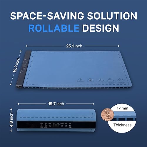 Miniatura 2 de Tapete de calentamiento de alimentos - Tapete de calentamiento rápido y uniforme para alimentos con 6 modos de temperatura para el hogar, buffet o RV
