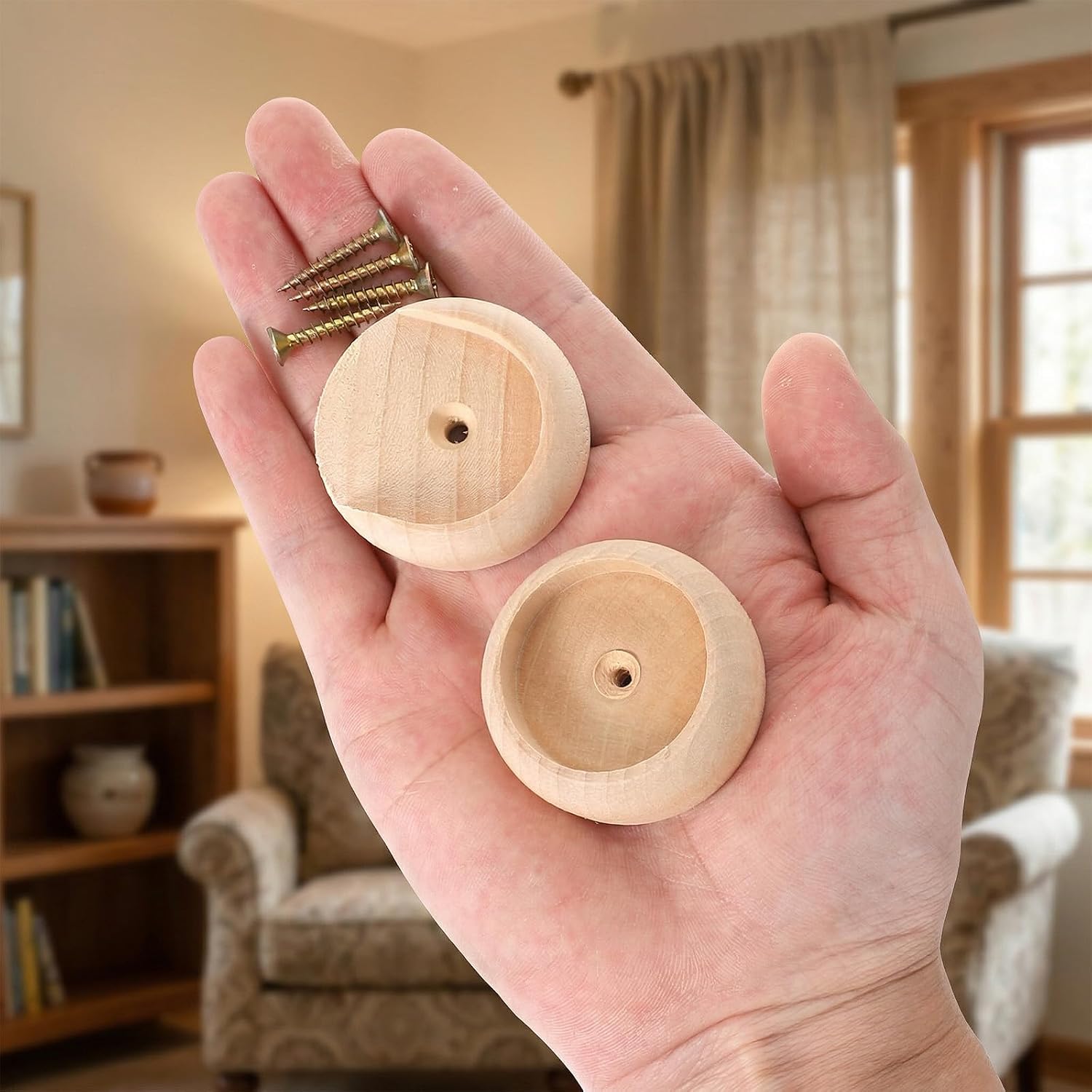 4 Pcs 1-3/8" Wooden Closet Rod Holders, Closet Pole Sockets Pole Holders with Screws Fittings, Heavy Duty Wooden Rod Support Brackets for Wardrobe Curtain Clothing Store Bathroom