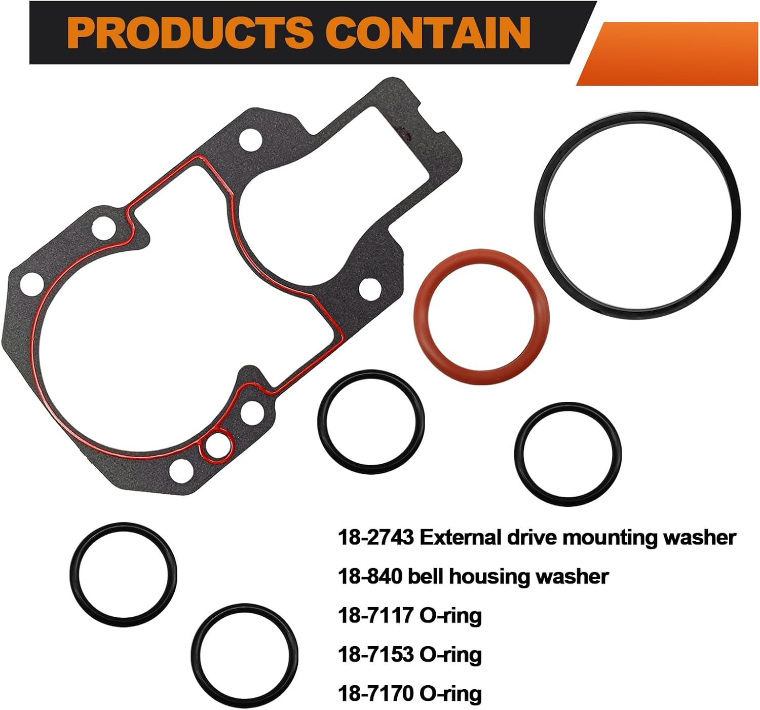 94996Q2 Outdrive Mounting Gasket Set Replaces MerCruiser R MR and Alpha Gen I and II Drives Sierra18-2619, Replaces MerCruiser 27-94996Q2/ 27-94996A20, GLM 39622, Mallory 9-62601