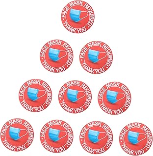 STOBAZA 10Pcs Self Adhesive Face Mask Required Warning Stickers for Public Safety Decals for Retail Schools Offices Epidemic Message