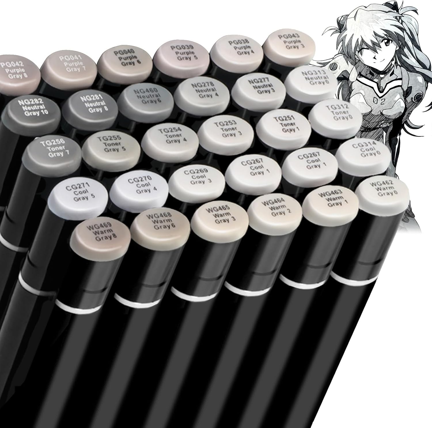 AUK 20pcs Grey Gray Alcohol Markers Brush Tip, Cool Warm Grey Marker Set for Adults Artist Shading Layering Drawing Sketching Brush Chisel Tips Christmas Gifts