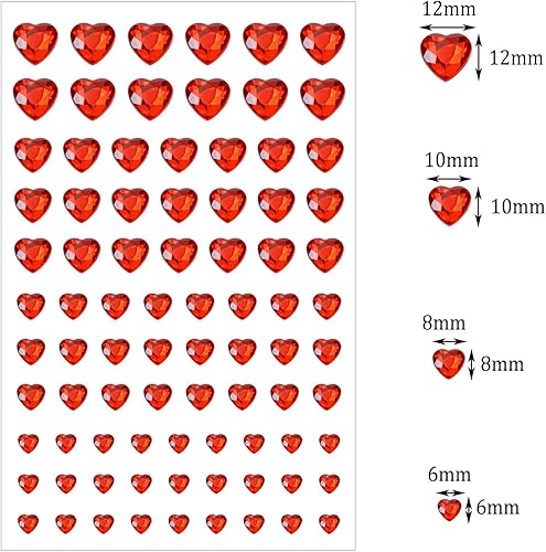 Vista 2 de Shapenty 4 tamaños de diamantes de imitación acrílicos de corazón de 0.236 pulgadas, 0.315 pulgadas, 0.472 pulgadas, 0.472 pulgadas, 0.472 pulgadas