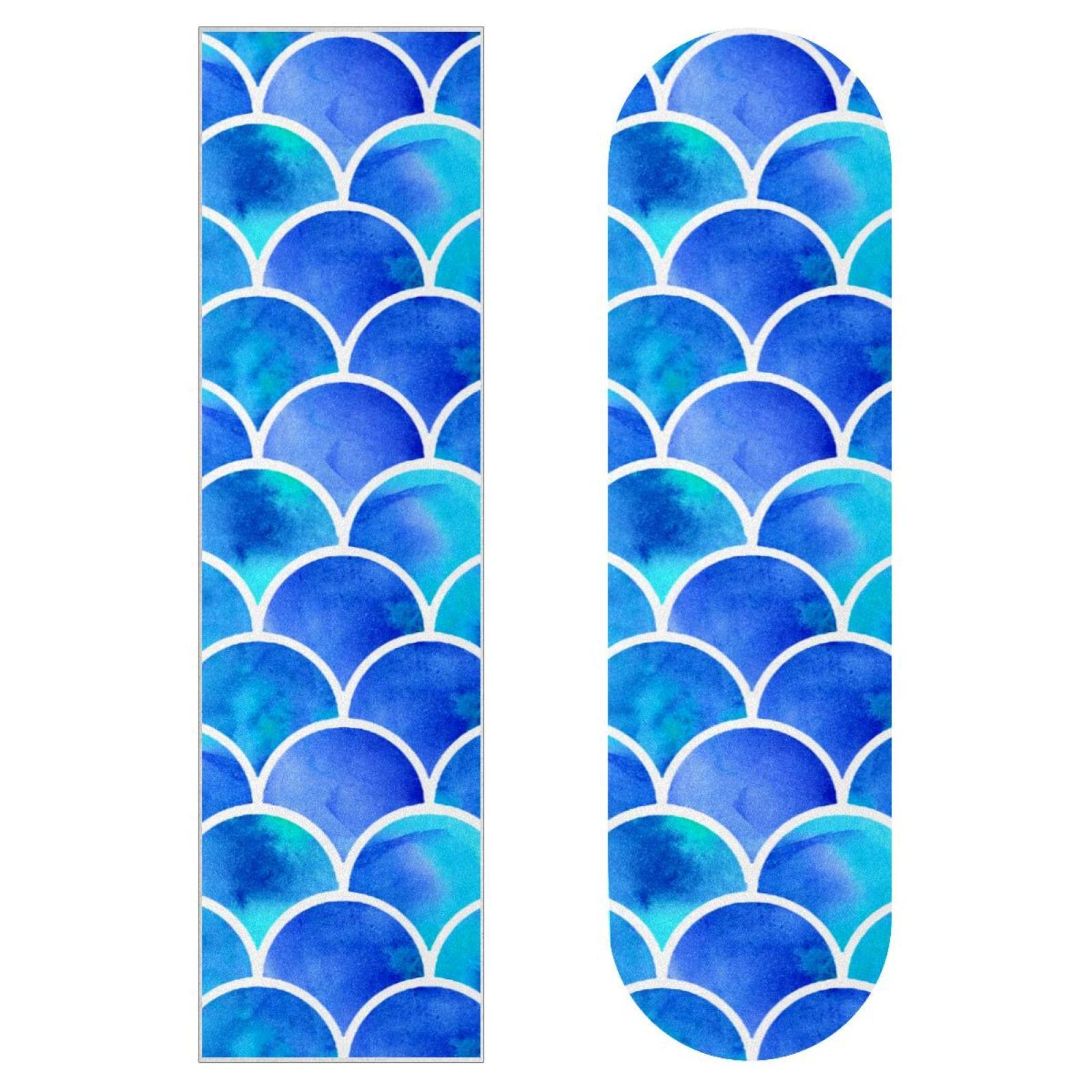 Mermaid Scale Blue 2 Stück Skateboard-Griptape Bogen Schleifpapier Longboard Aufkleber Roller Deck Sandpapier