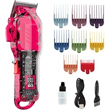 Professional Hair Clippers for Men Hair Cutting & Grooming Cordless Barber Kit Pink Hair Clipper Set for Barber Haircuts with LED Display with 8 Fade Taper Comb