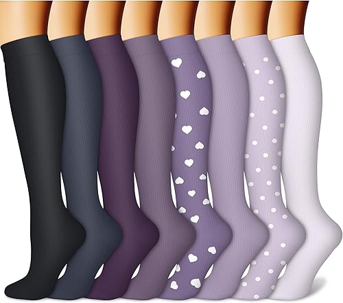 Miniatura 8 de CHARMKING Compression Socks for Women  Men Circulation 8 Pairs15-20 mmHg is Best Support for Athletic RunningCycling