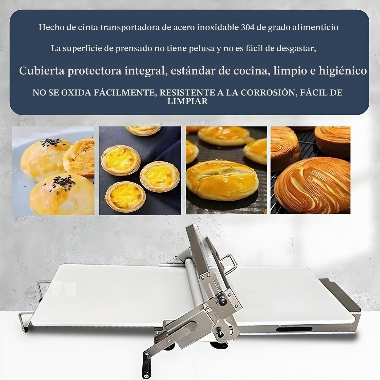 Laminadora de Masa Manual, Máquina para Hojaldre con Grosor Ajustable 0.5-27mm, para Cruasanes, Pizza y Pasta, Uso Profesional en Panadería y Doméstico para Fondant y Mazapán