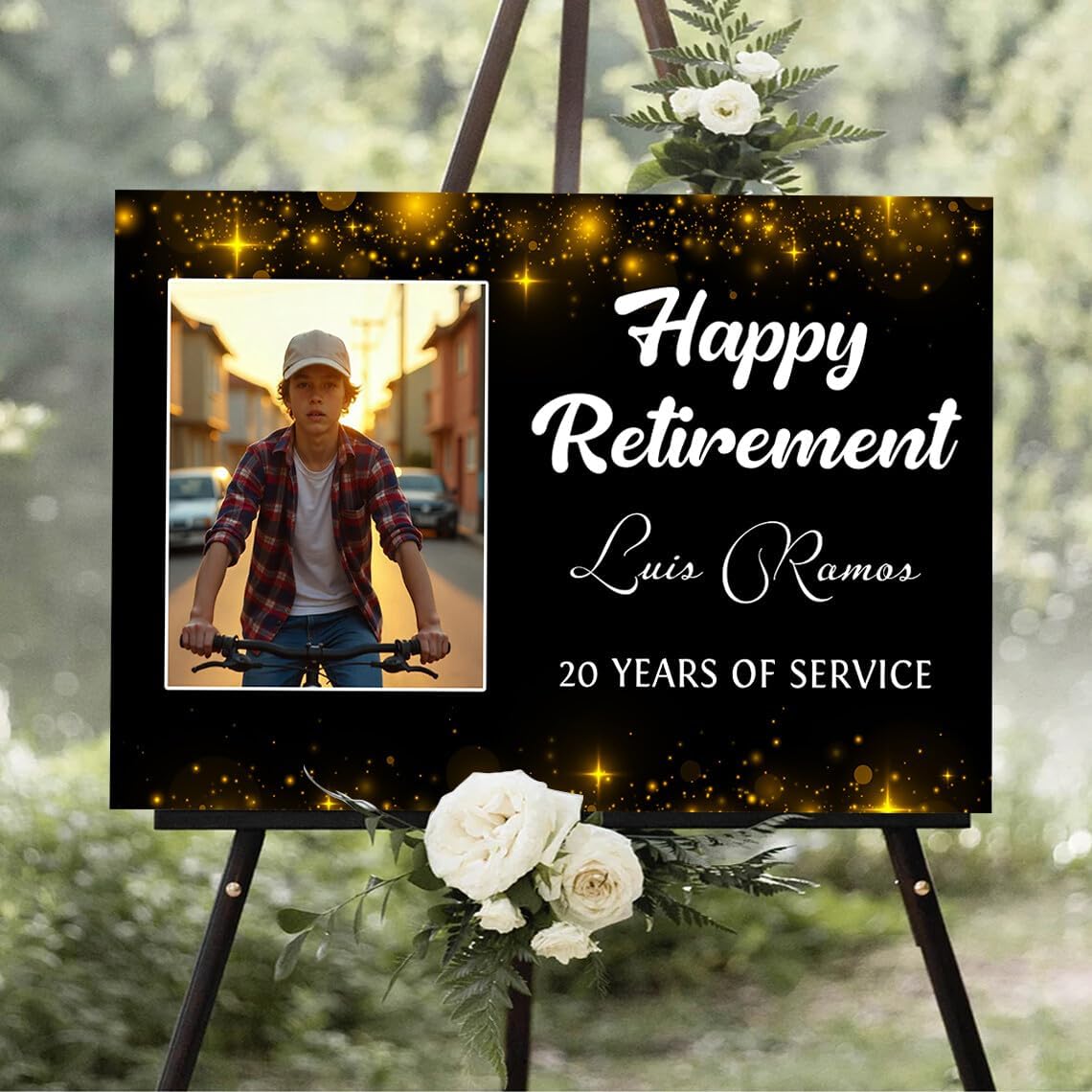 Personalized Retirement Yard Sign, Custom Retirement Sign, Plastic Sign, Weatherproof, Printed Front & Back, Stand Option #1