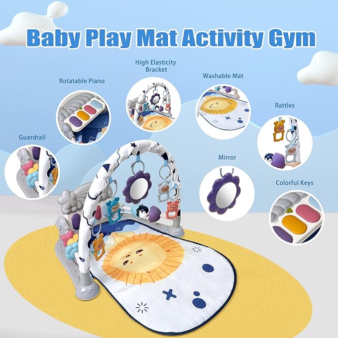Centro de Actividades Baby Gym con Piano y Luces para Bebés 0-12 Meses miniatura 3