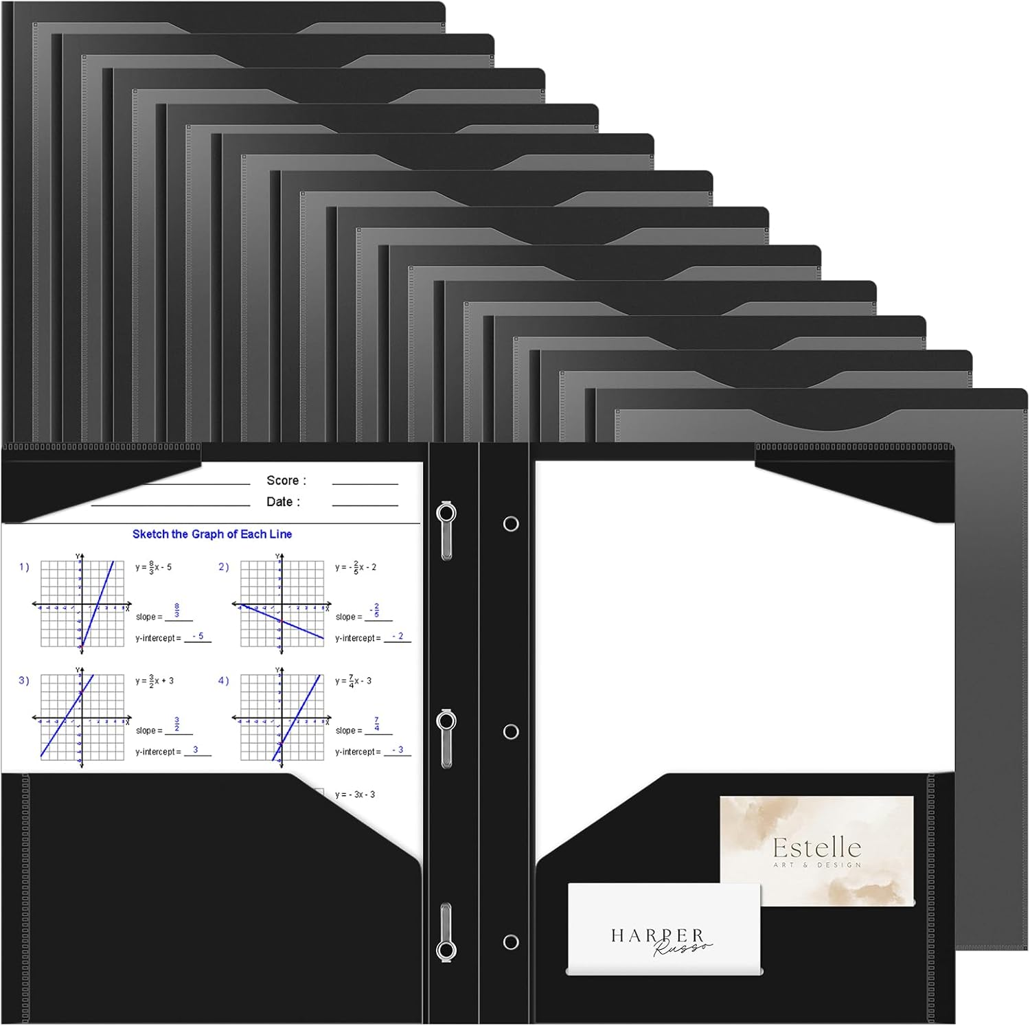 PATIKIL Pocket Folders With Prongs, 12 Pcs Heavy Duty Plastic Pocket Folders With 3 Fasteners Fit Letter Size Paper For Resume Documents Files Letters, Black - View #6