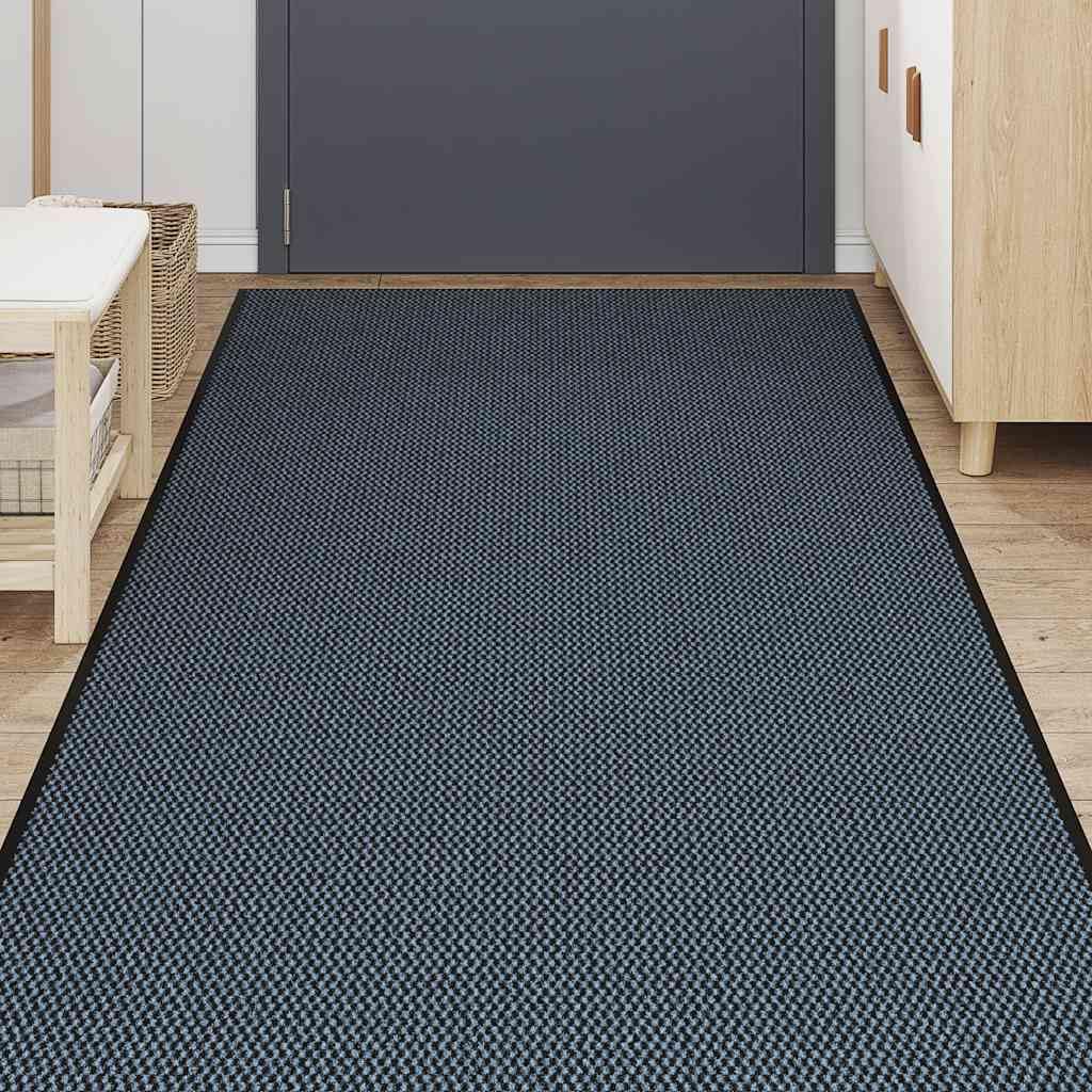 Zerbino blu 115 x 400 cm in robusto polipropilene con retro in PVC antiscivolo per ingresso, corridoio e terrazza coperta