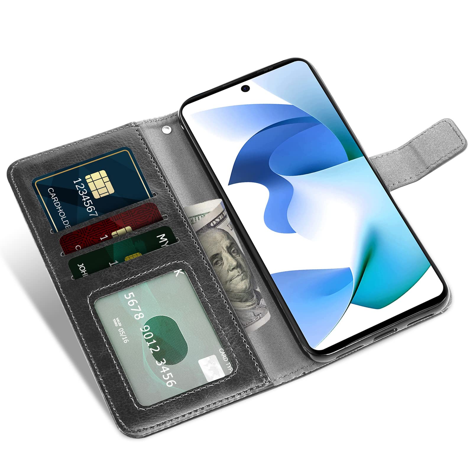 Asuwish Compatible with BLU F91 5G 2022 Wallet Case Tempered Glass Screen Protector and Leather Flip Card Holder Stand Cell Accessories Phone Cover for BLUE 91F 6.8 Women Men Black