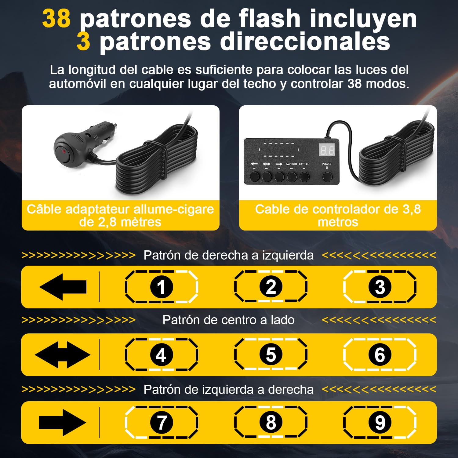 Rotativo Luz LED Estroboscópica, 12V-24V Amarillo & Blanco Luz de Emergencia con 20 Imanes Resistentes para Vehículos de Construcción Carretilla Elevadora Tractor Remolque Quitanieves