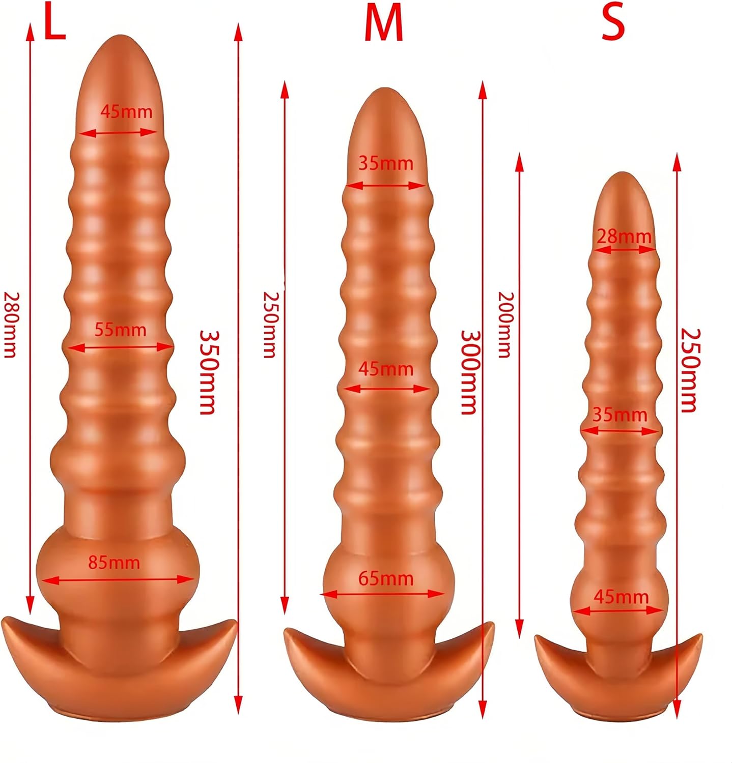 Extra Long Silicone Anal Beads – Medical Grade Butt Plug for Deep Stretch & Prostate Play – Waterproof Anal Trainer for Beginners & Advanced – G-Spot Massager with Flared Base (L, 13.8"x3.3")
