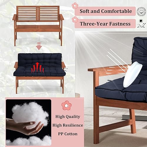 Miniatura 173 de Cojín de repuesto para columpio de 2-3 asientos, cojines de banco para exteriores con respaldo grueso de 4 pulgadas, muebles de patio, jardín, Flor