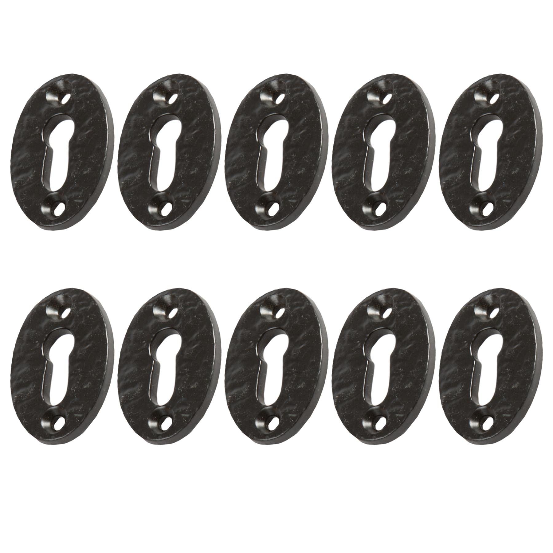 Hammer And Tongs Black - Rustic Escutcheon Plate - W35mm X H50mm - Pack Of 10