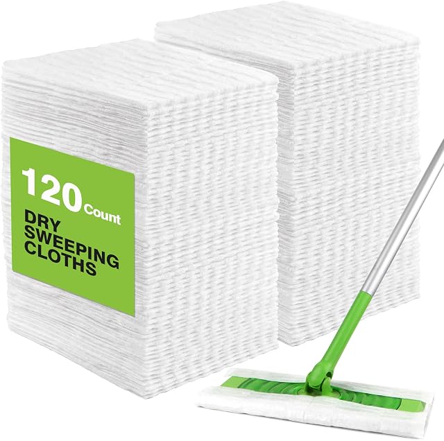 HOMEXCEL Almohadillas de Trapo de Barrido en seco compatibles con Swiffer Sweeper, Almohadillas Desechables para fregona y Limpieza de Suelos, 120 Unidades