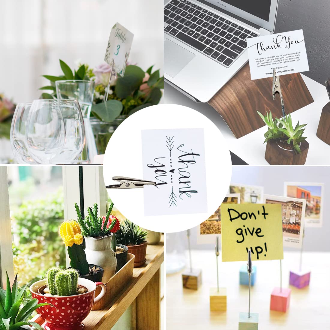 50 Pinces à Photo Crocodile En Métal 15cm - Porte-Messages, Déco Table, Bureau, Mariage, DIY (Lot Argent) - 6