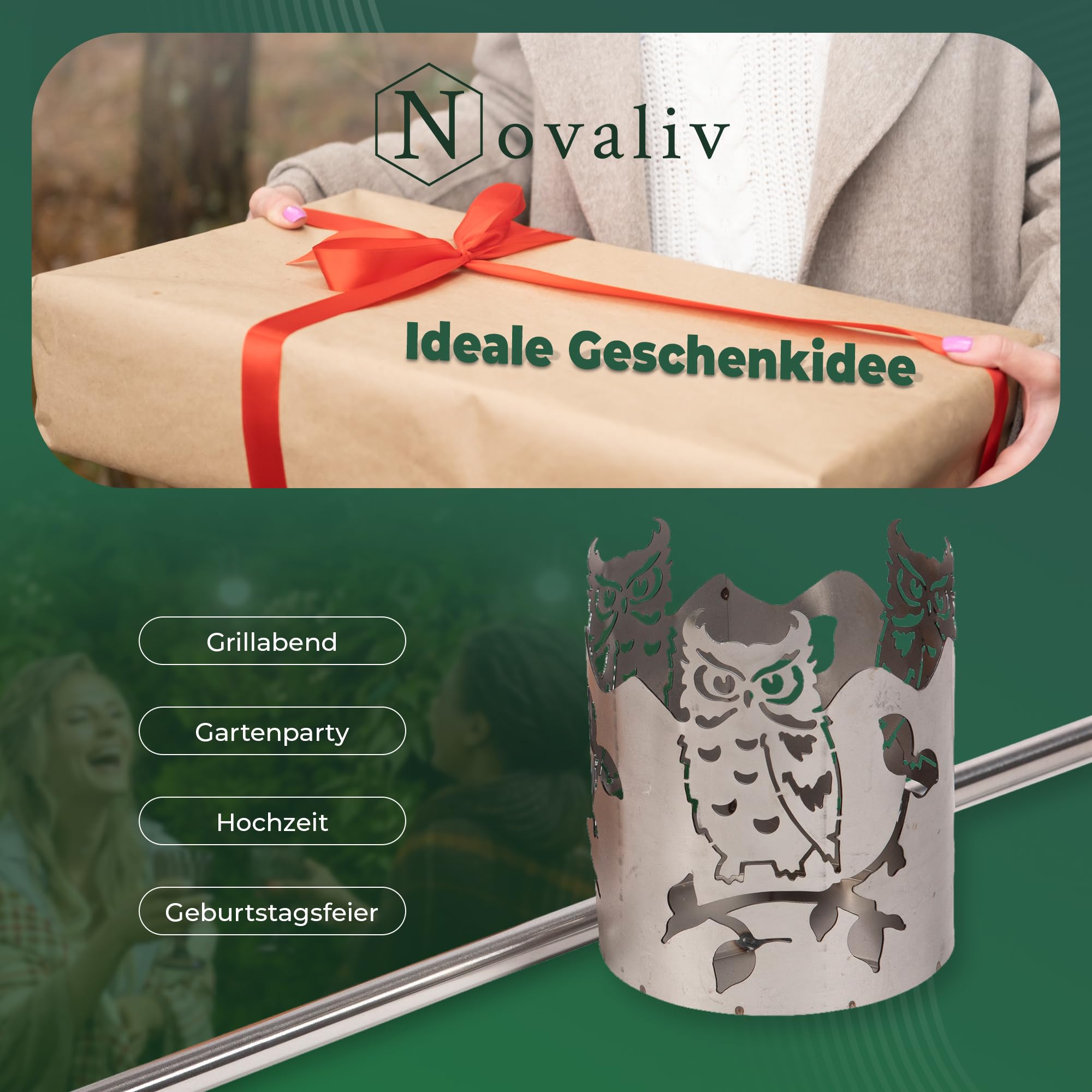 Gartenfackel RGB LED Leuchte Motiv Eule - Rost Lampe Gartenlampe RGB LED Leuchte für draußen Gartenleuchte Fackel Garten