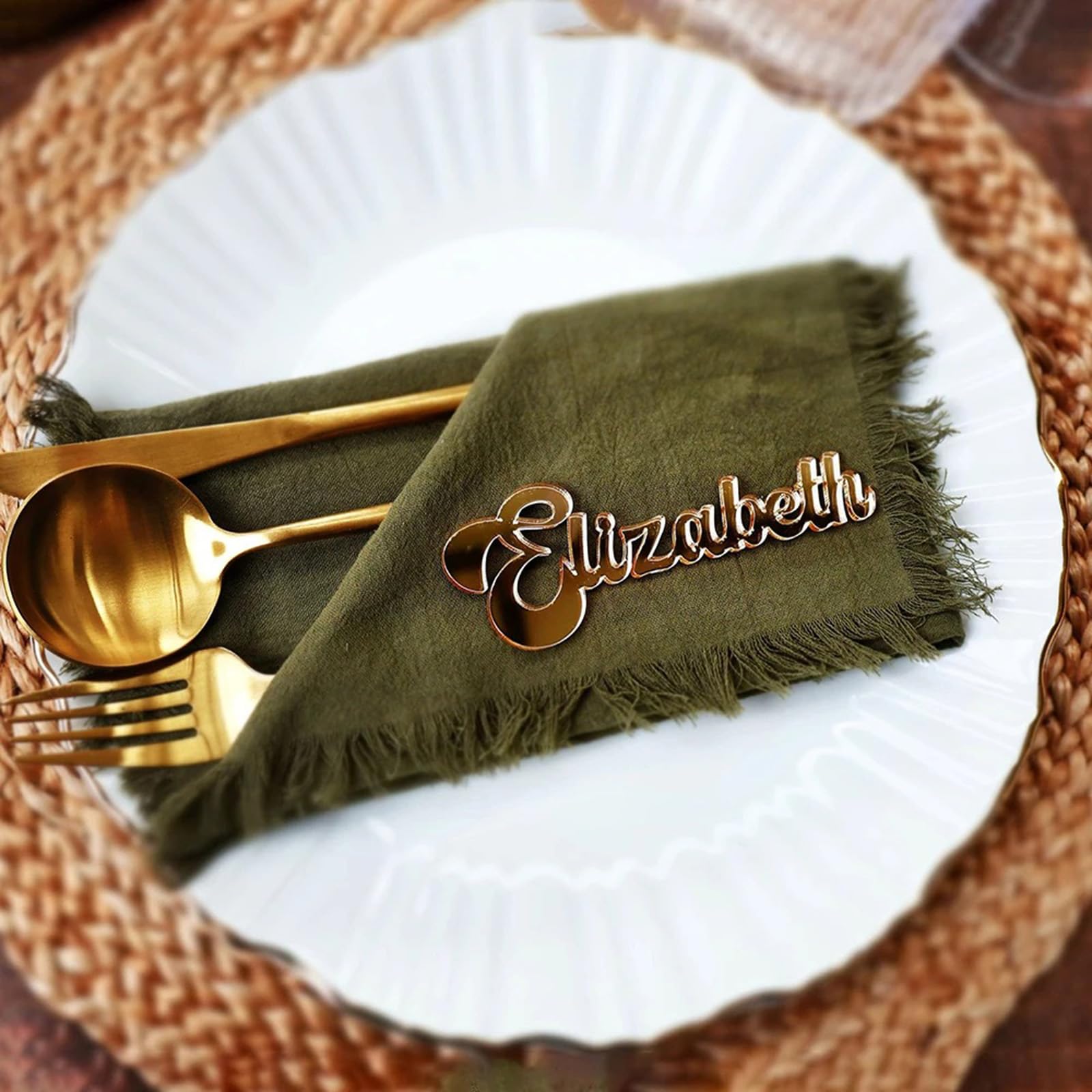 Targhette personalizzate per il nome del tavolo, segnaposto vintage per matrimoni, biglietti di compleanno, etichette da tavolo in acrilico, targhetta con nome laser, souvenir per feste (legno, 100