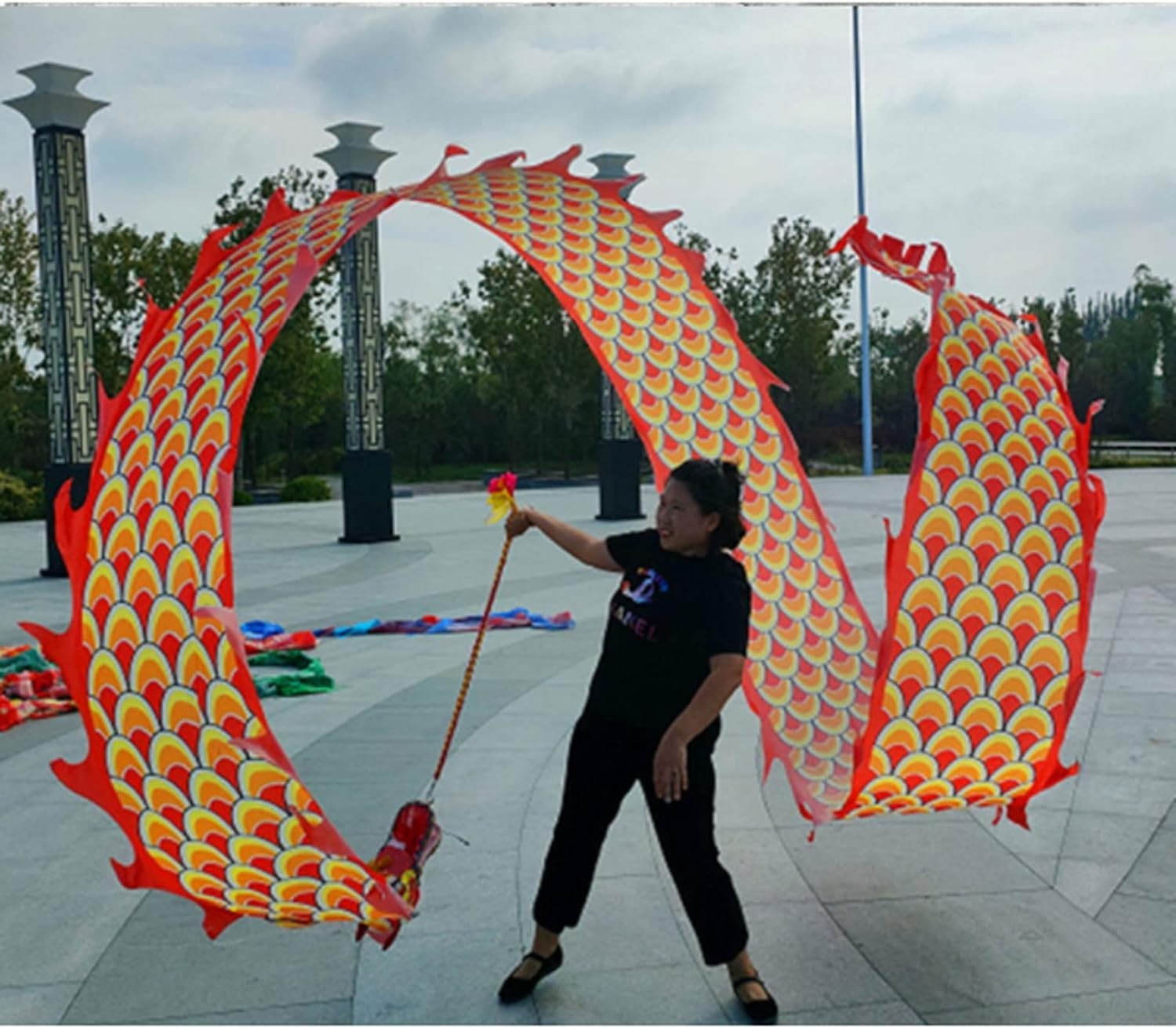 Drago Cinese per Feste Danza del Drago Cinese di Seta Colorato Capodanno Puntelli per Spettacoli Teatrali Artigianato Leone Feste Cinesi in Italia(E,12m)