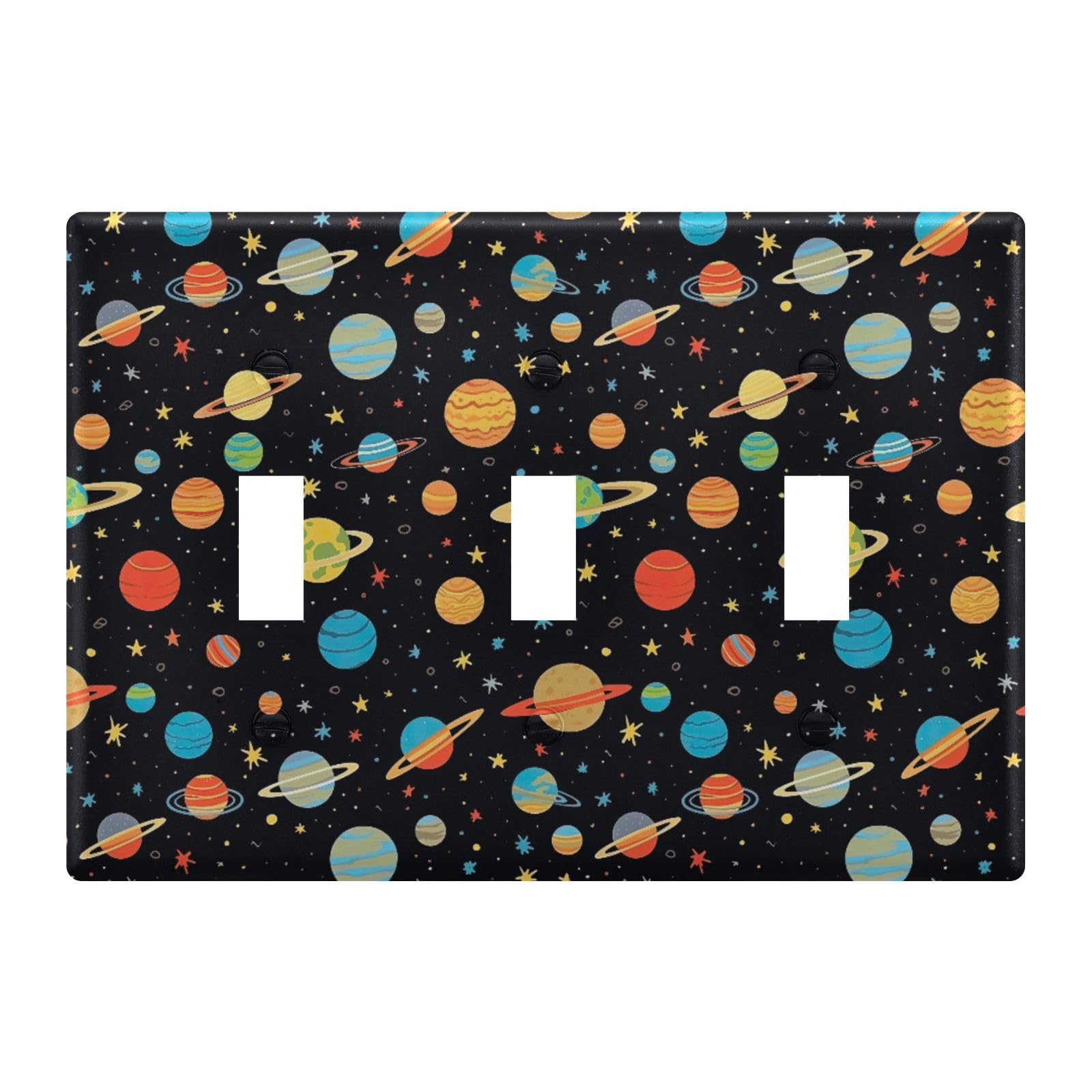 Light Switch Cover Outer Space Planet Wall Plates for Electrical Outlets 3 Gang 202a8754