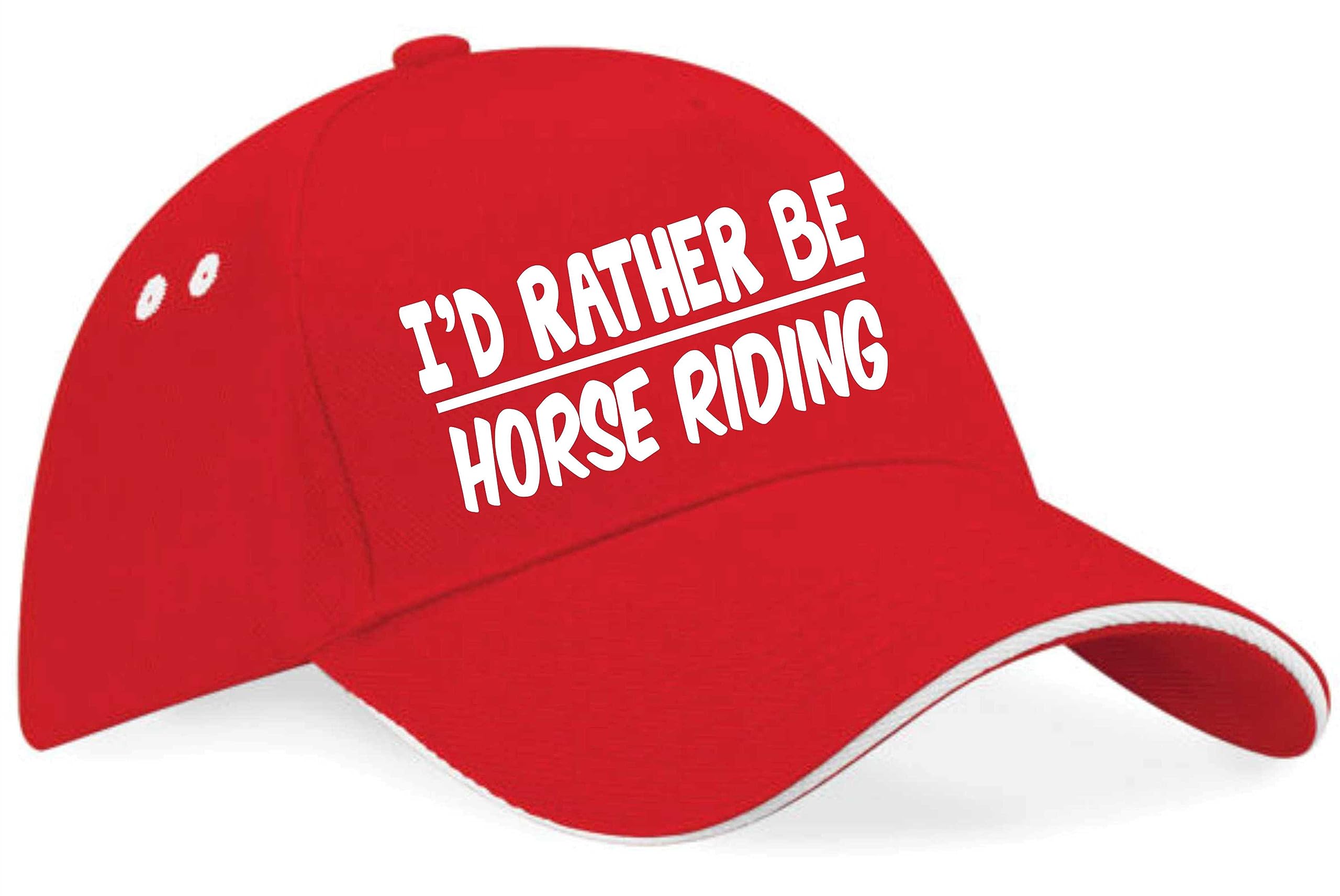 Print4u Unisex Red I'd Rather Be Horse Riding Baseball Cap Funny Birthday Gift Men & Women