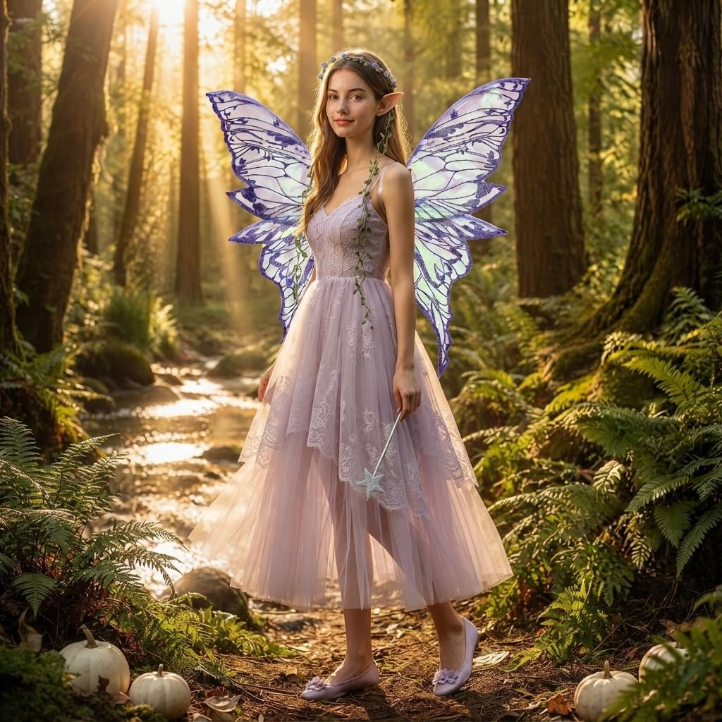 4pcs Halloween Fairy Wings Set for Girls Women Fairy Wings for Adult
