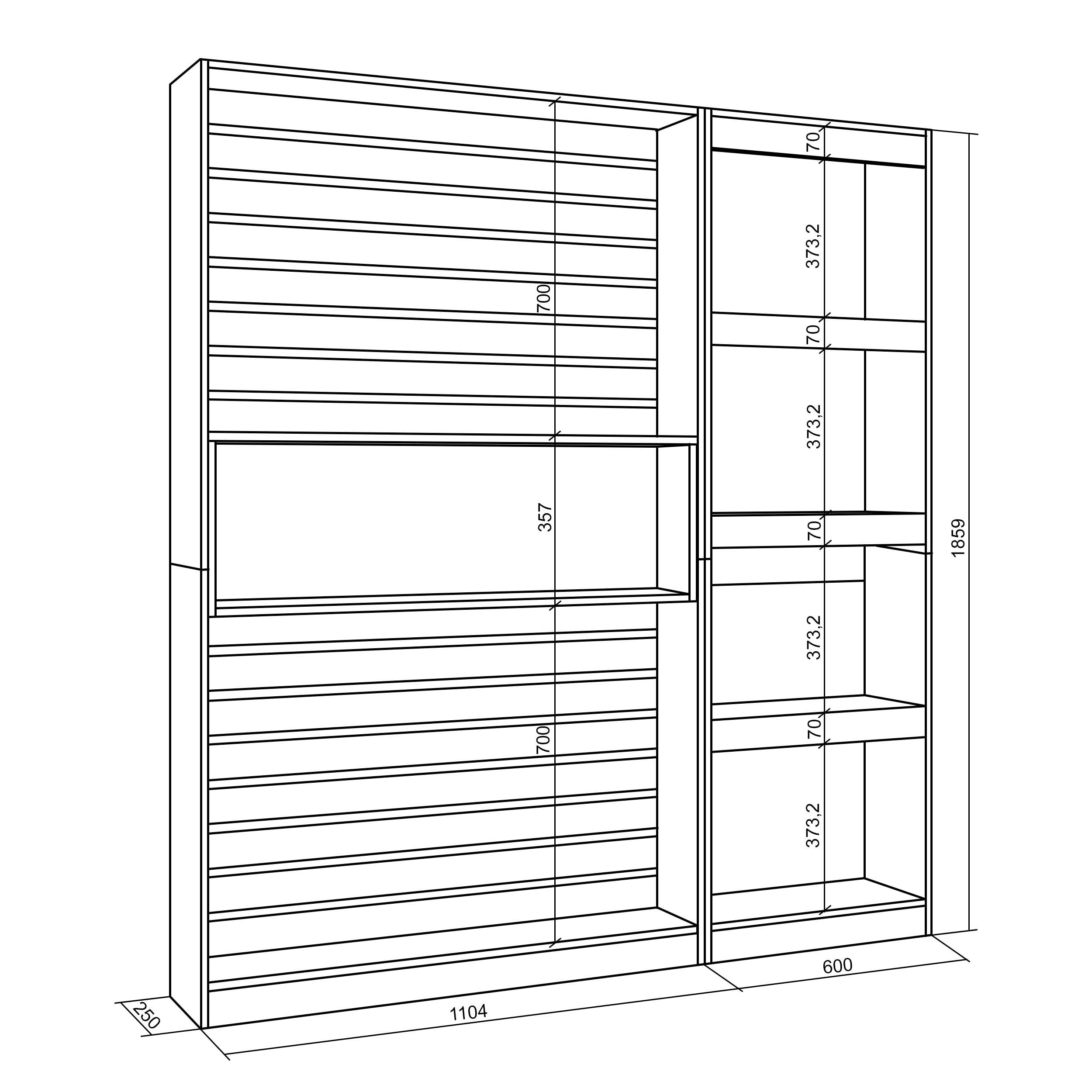 Skraut Home | Bücherregal Bibliothek | Bookshelf, Bookcase | 170x186x25cm | Wohnzimmer, Esszimmer, Büro | Aufbewahrungsregal | Moderner Stil | Eiche Schwarz