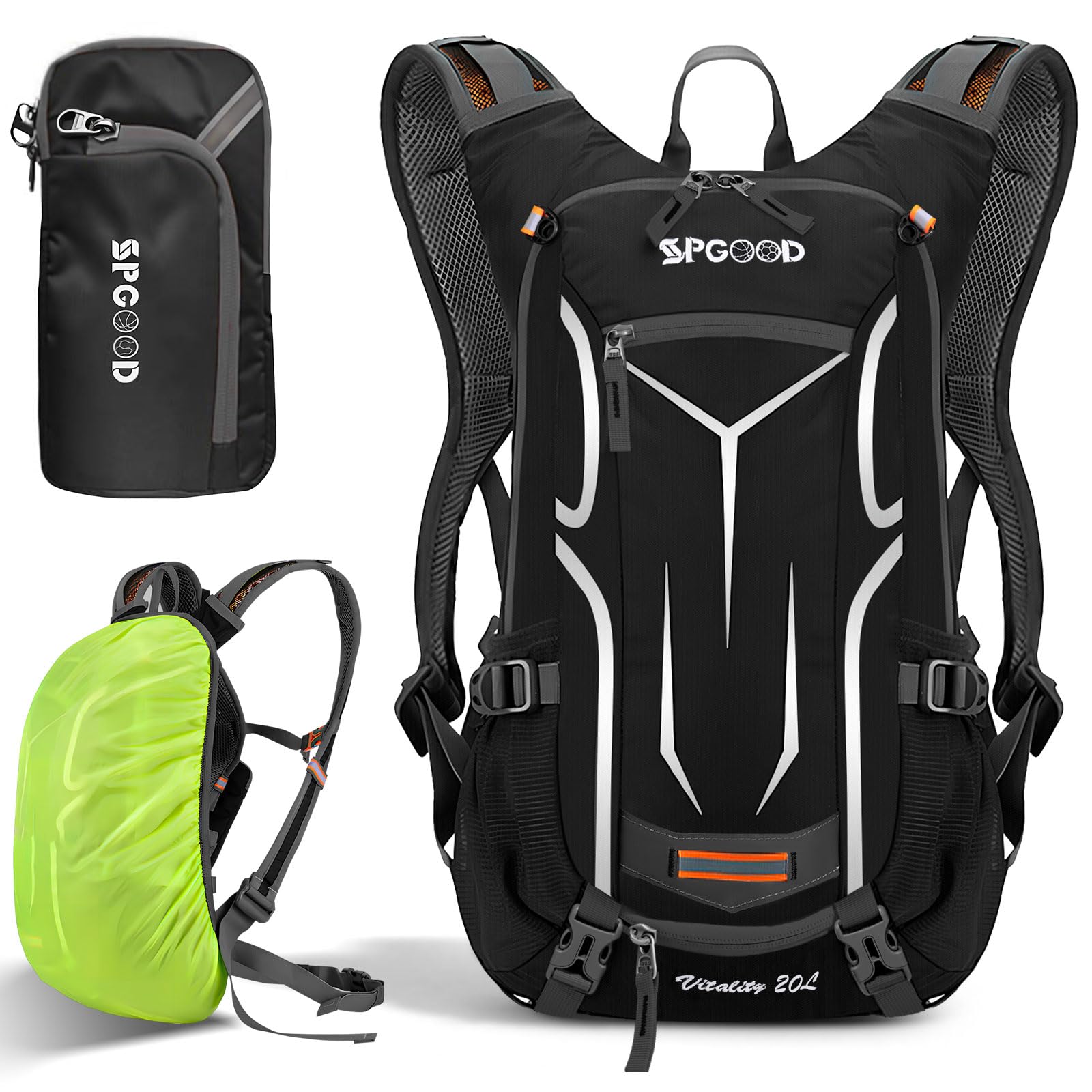 SPGOOD Bike Backpack 20L/25L/30L Waterproof Breathable for Men and Women with Rain Cover Helmet Cover Motorcycle Backpack Sports Backpack for Cycling Hiking Camping MTB