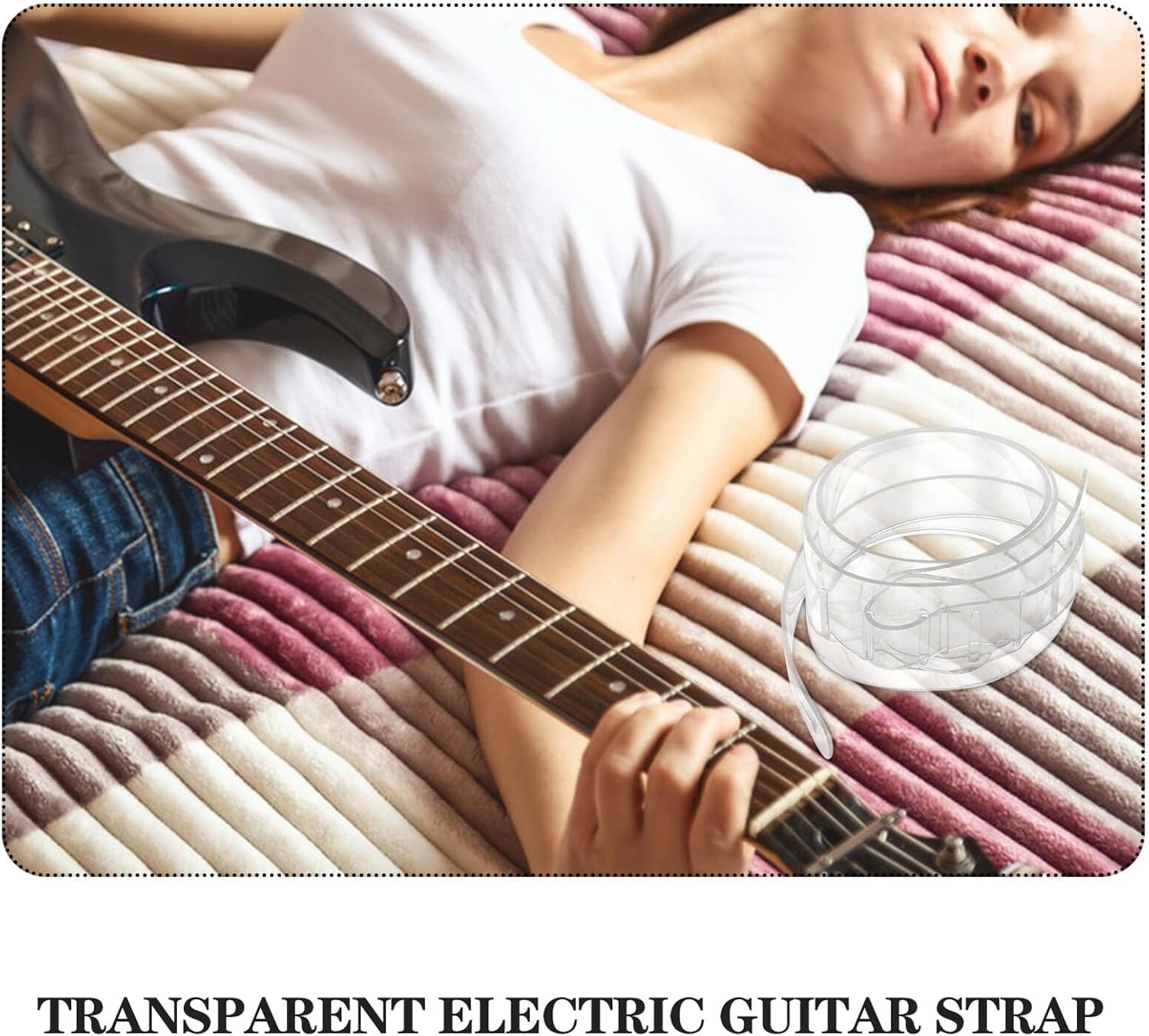 FAVOMOTO Transparent Guitar Strap - Adjustable Clear Strap for Bass Guitar Ukulele and Camera - Durable Pc Material 35.2X2.6X0.1 Inches
