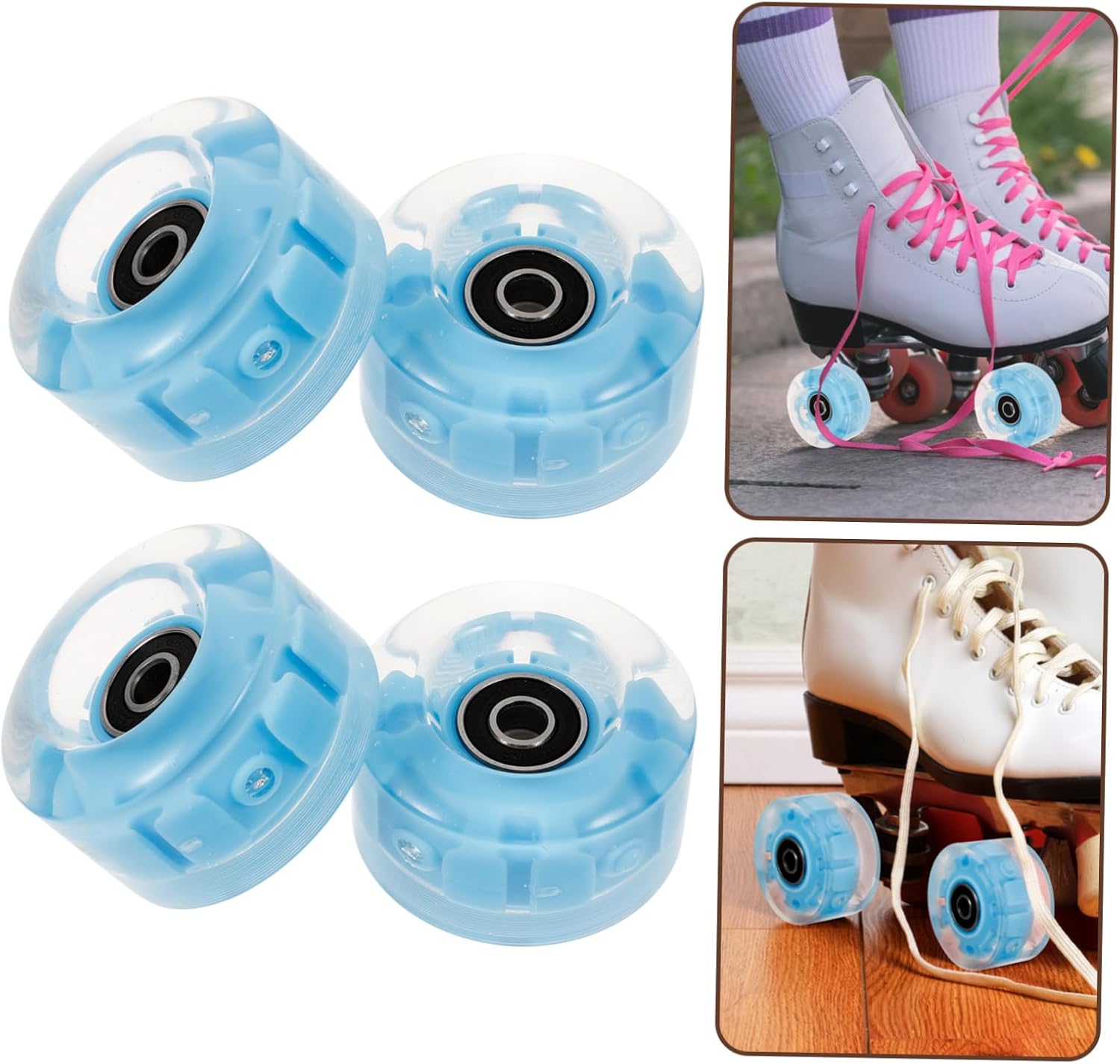 BESPORTBLE 4pcs Flashing Roller Skate Wheels with Built LED Lights High Elasticity Skating Accessories for Smooth Gliding and Safety at Night