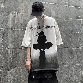 Men Vintage Japanese Ninja Print Tees Harajuku Korean Baggy