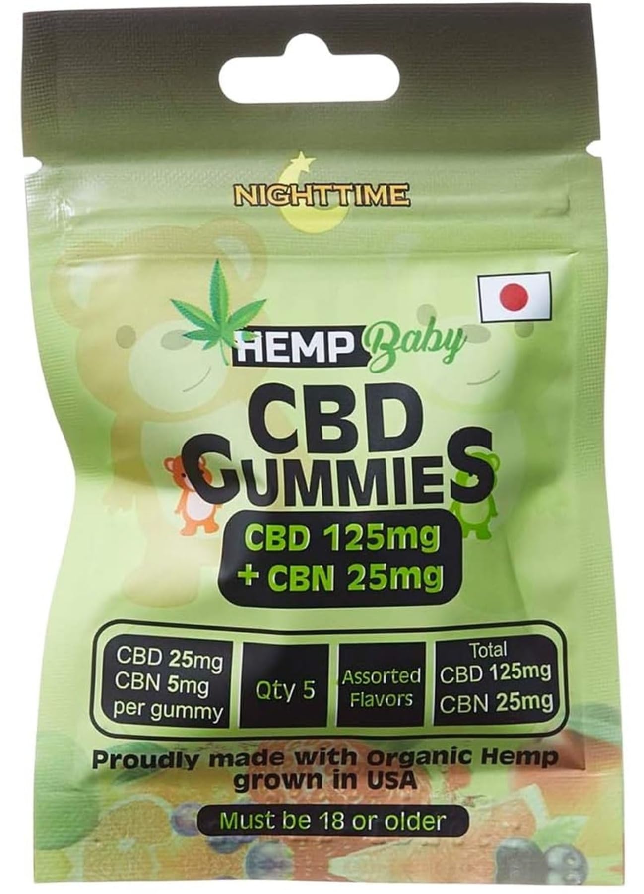 Amazon.co.jp: HEMP Baby CBD GUMMIES CBD125mg＋CBN25mg 5粒入 NIGHT