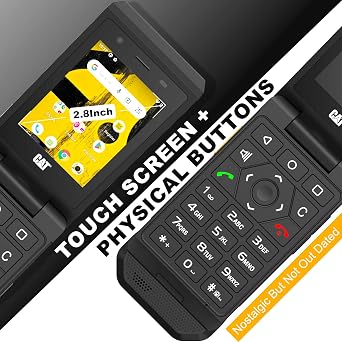 Unifone S22 Smart Flip Phone (16GB) 2.8 Touchscreen Rugged Cell Phone Android 11, IP68 Water Resistant, 4G LTE GSM Single Nano Slot, Compatible with T-Mobile, AT&T (Black)