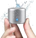 Travel Case Packed&comma; Wireless Mini Bluetooth Speaker with Custom Bass Radiator&period; EWA A106&comma; Small But Loud&comma; The Next Generation of Portable Speakers for Home&comma; Outdoors&comma; Shower &lpar;Silver&rpar;1&period;89&ast; 1&period;57 inches