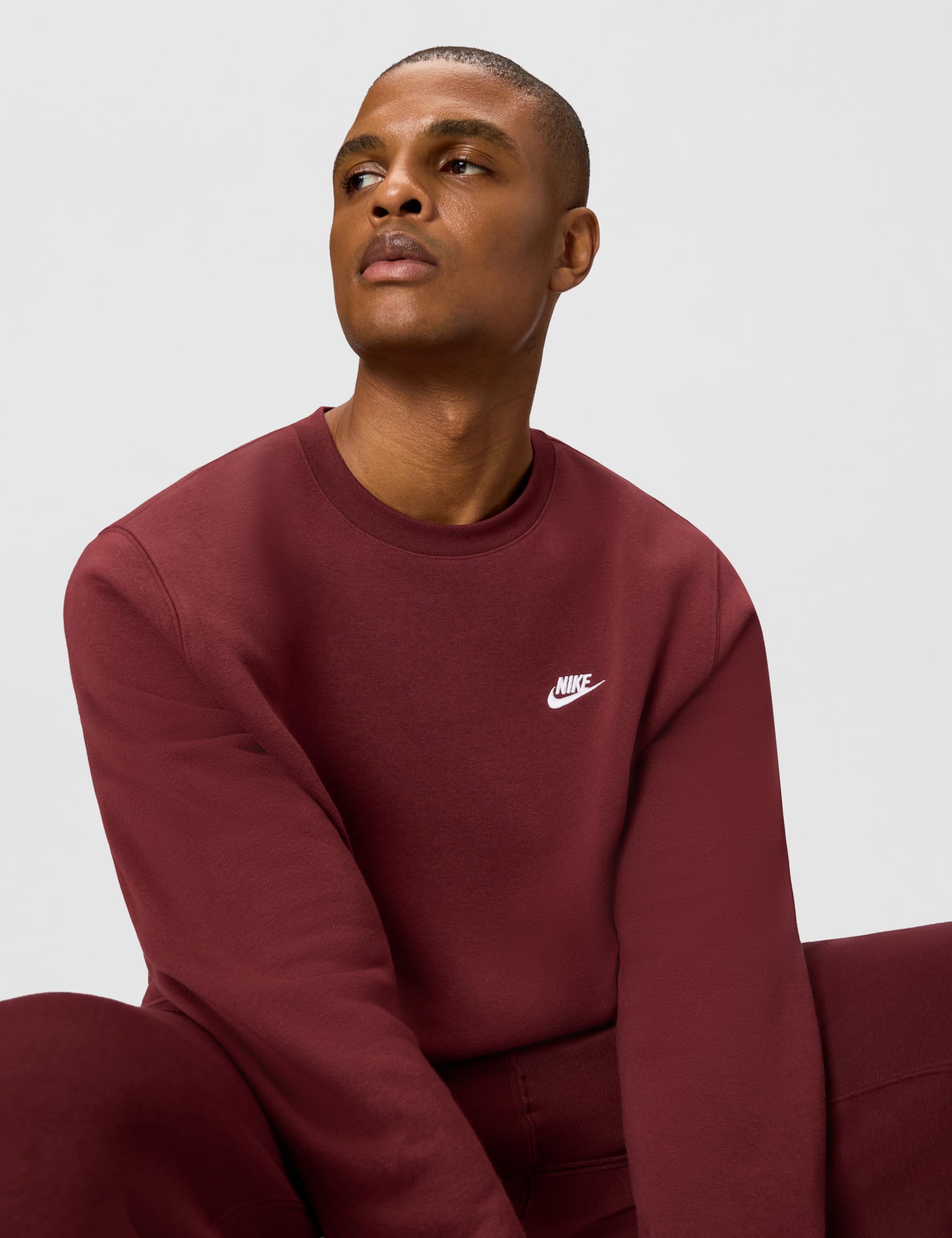 NIKE Felpa da Uomo Girocollo Club Fleece Bordeaux