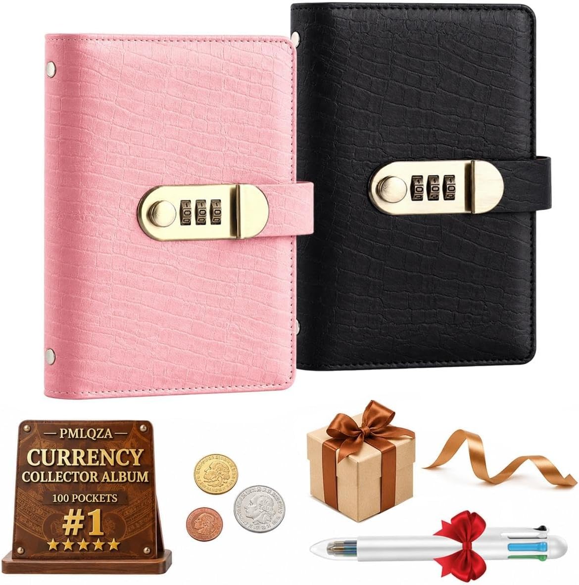100 Transparent Pocket Currency Collectors Album Money Saving Binder