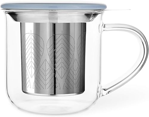 Miniatura 8 de VIVA Minima Balance - Taza de té con infusor de vidrio, taza de 17 onzas  16.9 fl oz con malla de infusión de acero inoxidable y tapa de madera de