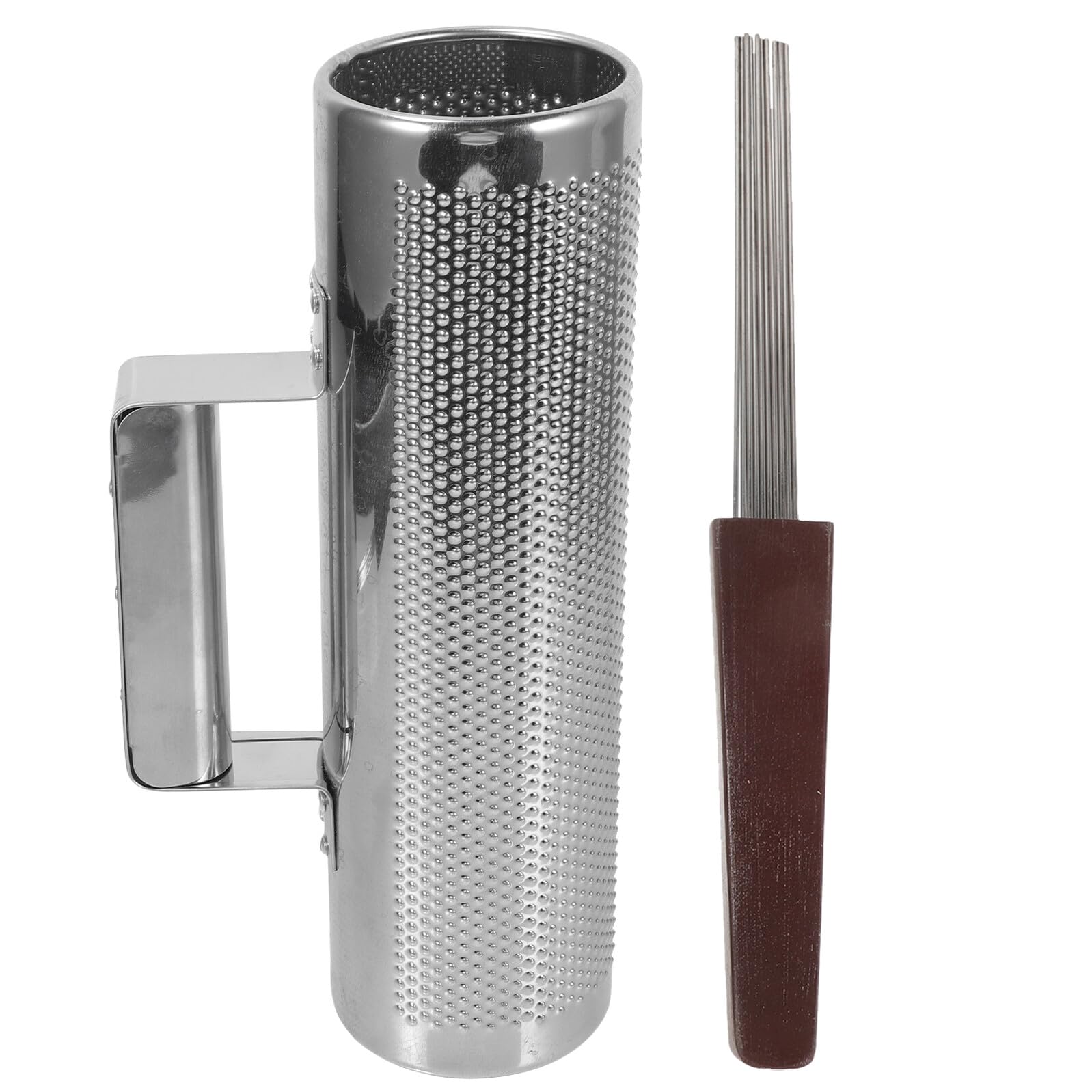 Guiro Instrument de Percussion en Métal, Set 1 Pièce | Bois et Argenté, Outil Pédagogique D’éveil Musical, Adapté aux Filles et Garçons