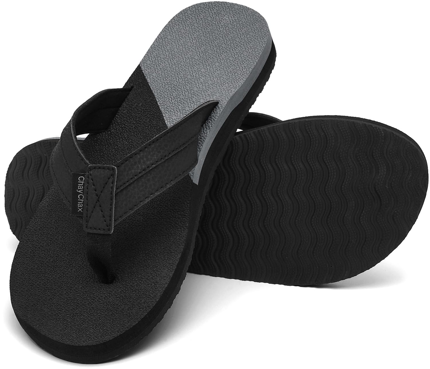 ChayChax Mens Flip Flops Arch Support Comfort Beach Thong Sandals with Ultra Cushion Footbed