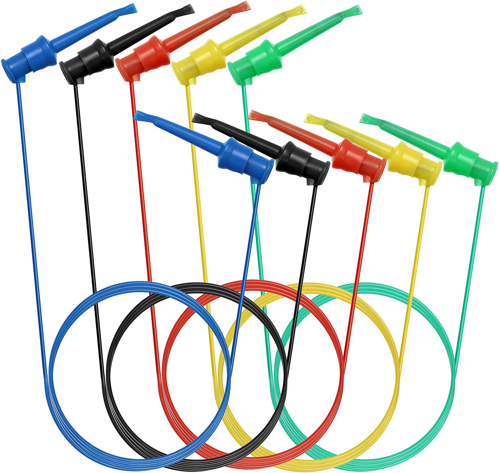 Sumnacon 5 Pcs Multimeter Electrical Test Dual Lead Test Hook Clips - 5 Colors Silicone to Flexible Test Cables for Electronic, Component, Testing Connecting
