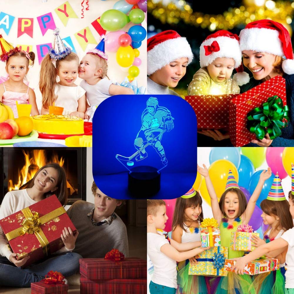 YTDZLTD Créatif 3D Hockey Nuit Lampe 16 Couleurs Changeantes