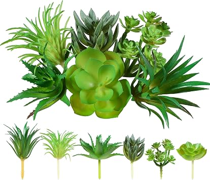 6Pcs Green Succulent Plants Mini Green Succulent Plants Faux Artificial Succulents Plant for DIY Crafting Home Floral Wall Office Decoration excluding pots