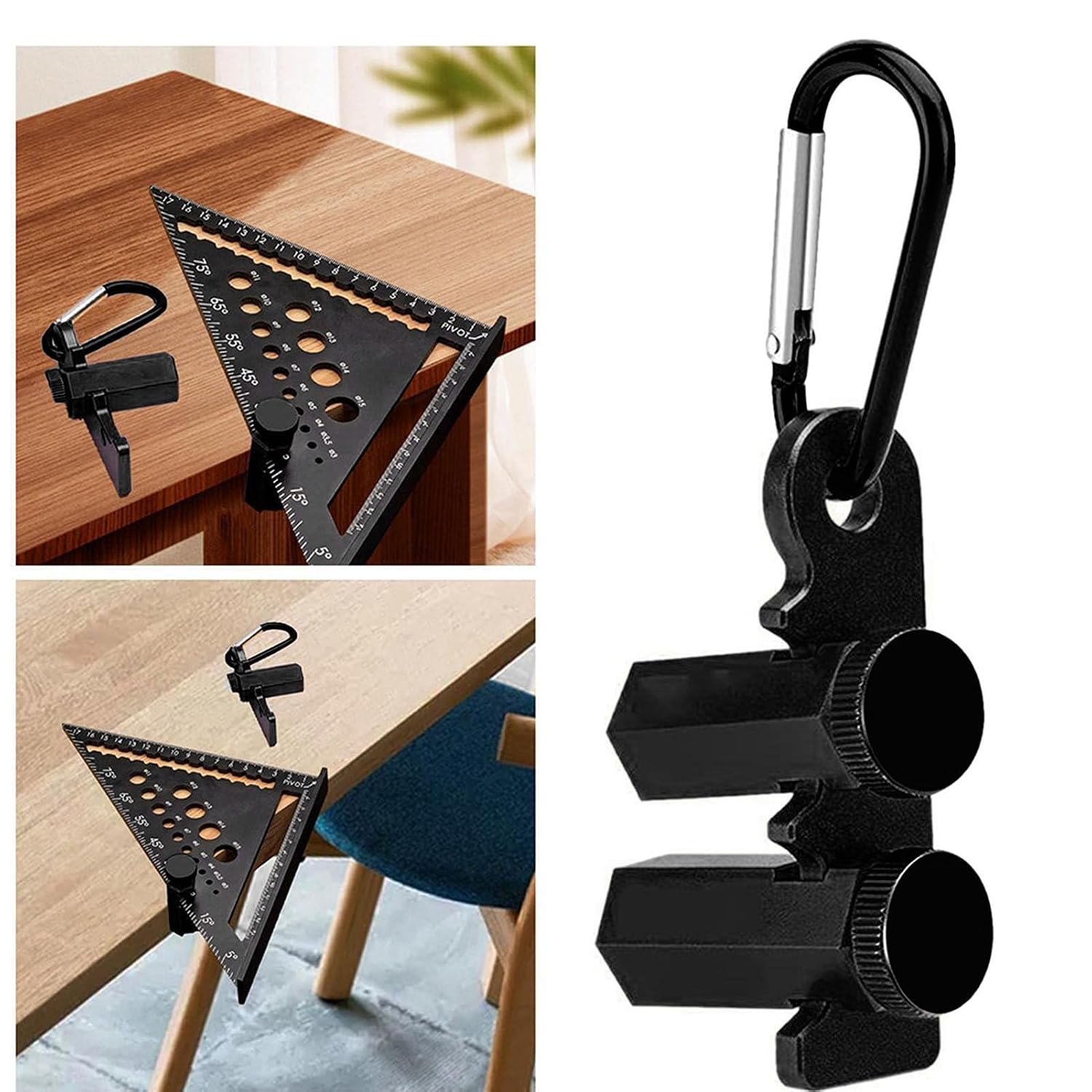 Garosa Aluminum Alloy Stair Gauge Hex Flat with Thumb Screw for Framing Square and Rafter Layout (Black)