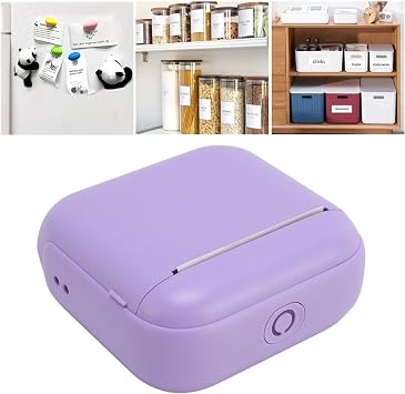Jectse Sticker Printer, X6 Mini Bluetooth Thermal Printer, 203dpi Portable Inkless Sticker Maker Machine for DIY Creation Journal Photos Memo Receipt Work Plan and Study Notes (Violet)