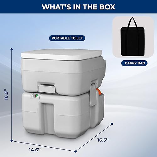 Miniatura 7 de SereneLife Inodoro portátil con bolsa de transporte, inodoro para interiores y exteriores con bomba de pistón CHH e indicador de nivel, tanque