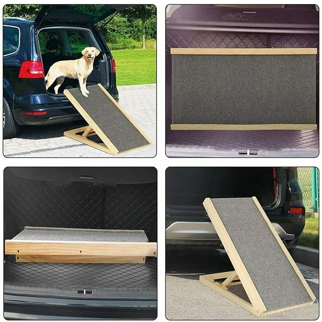 Foto 6 de 6 de Rampa independiente para perros para interior y exterior, de madera auténtica